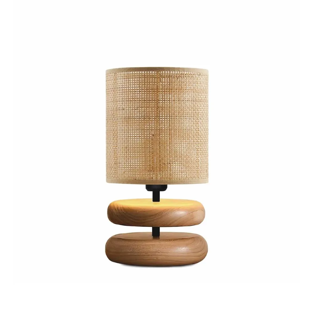 GLOBOSTAR® KLOO 204-0143 Boho Επιτραπέζιο Φωτιστικό Πορτατίφ με Ντουί 1 x E14 AC 220-240V IP20 - Καφέ & Μπεζ - Μ15 x Π15 x Υ35cm