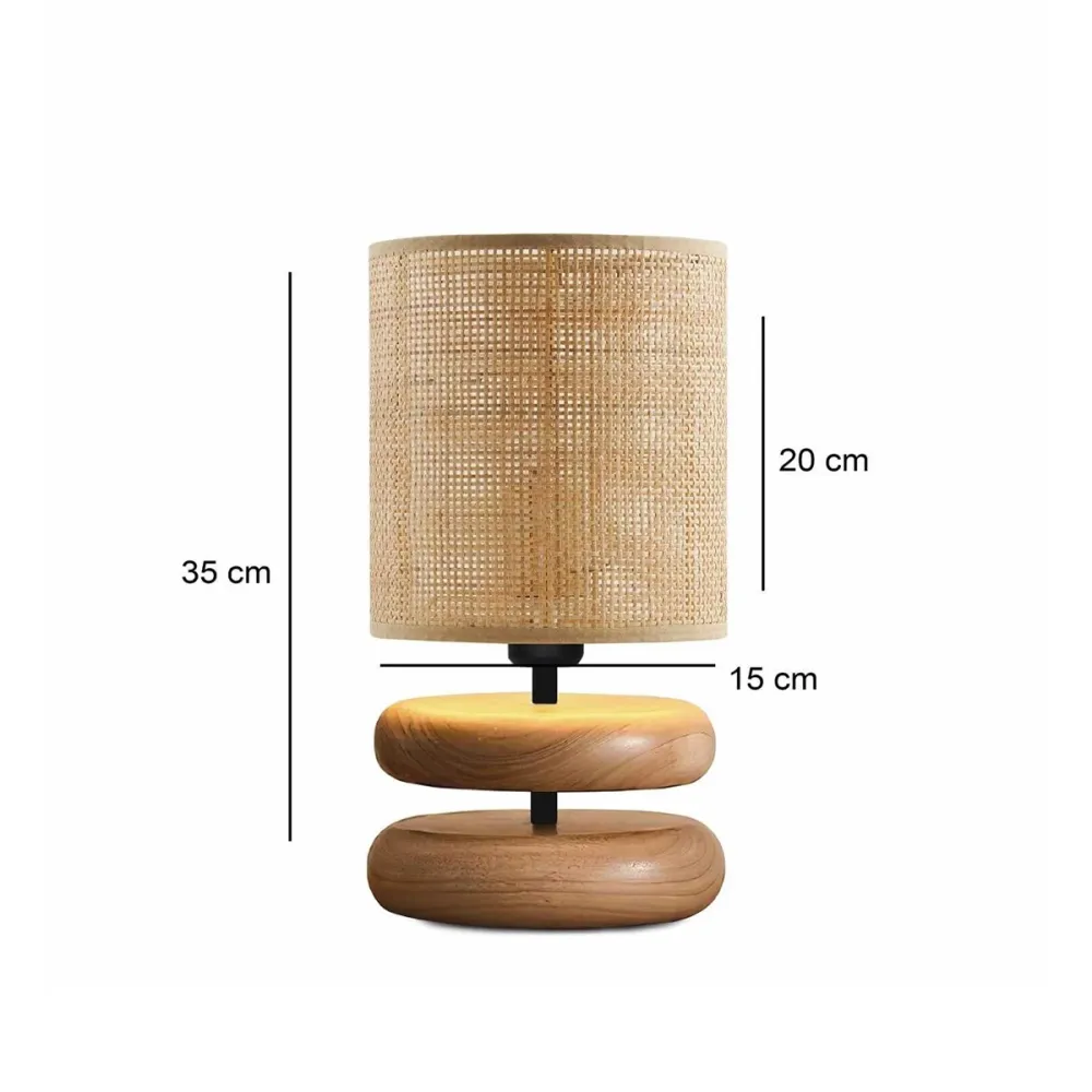 GLOBOSTAR® KLOO 204-0143 Boho Επιτραπέζιο Φωτιστικό Πορτατίφ με Ντουί 1 x E14 AC 220-240V IP20 - Καφέ & Μπεζ - Μ15 x Π15 x Υ35cm