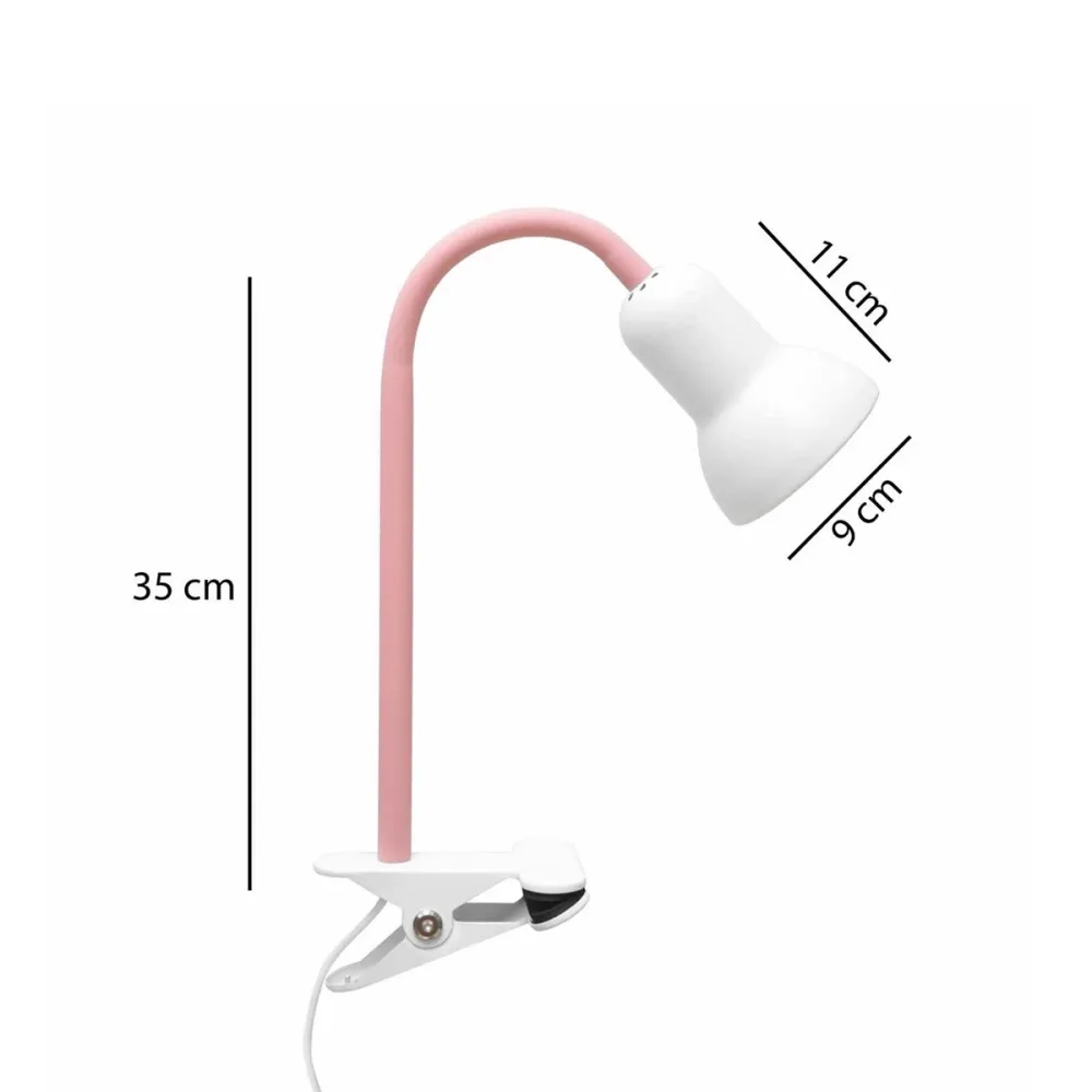 GLOBOSTAR® TAVOLO 204-0154 Παιδικό Επιτραπέζιο Φωτιστικό Πορτατίφ με Ντουί 1 x E14 AC 220-240V IP20 - Ροζ & Λευκό - Μ11 x Π9 x Υ35cm