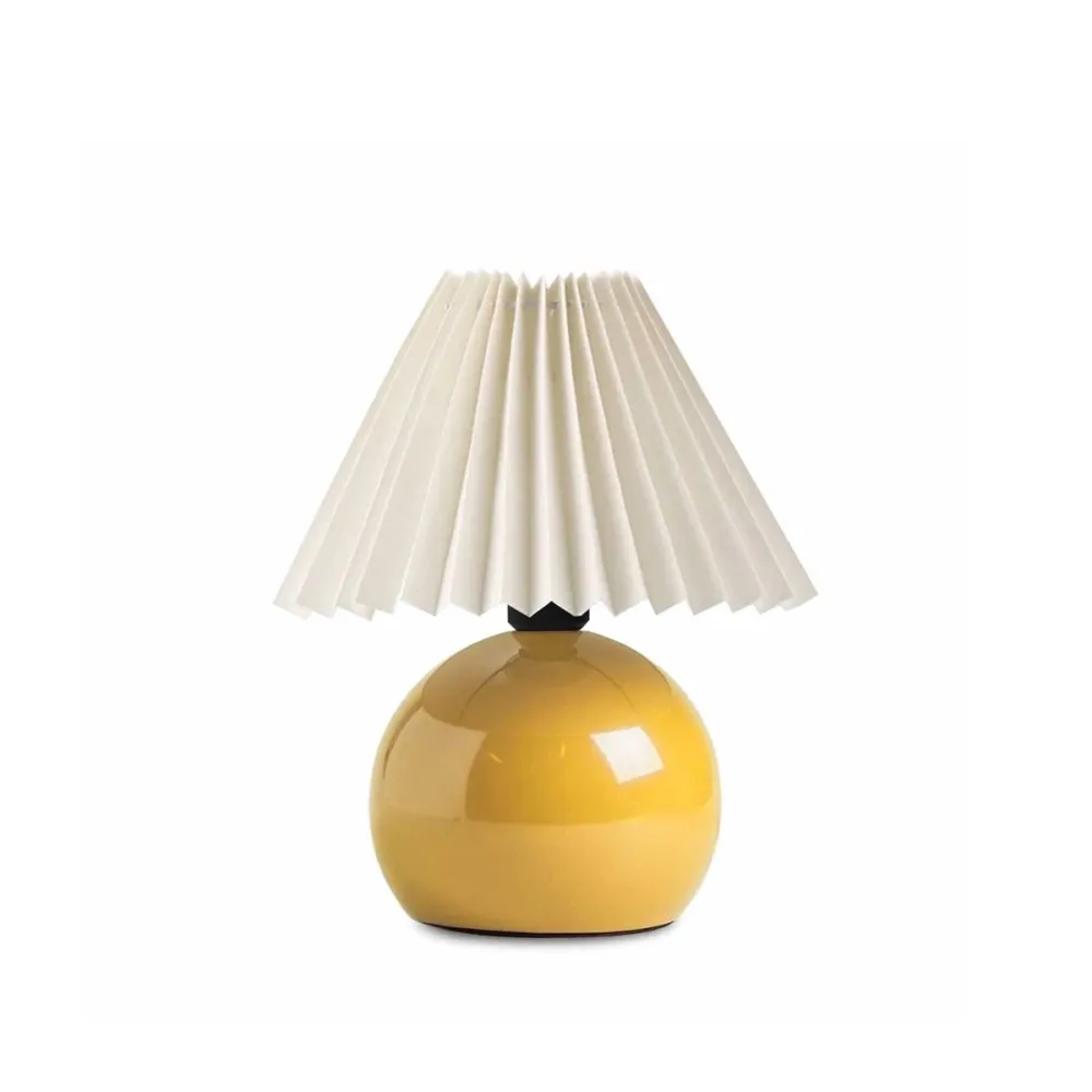 GLOBOSTAR® LISBON 204-0155 Μοντέρνο Επιτραπέζιο Φωτιστικό Πορτατίφ με Ντουί 1 x E27 AC 220-240V IP20 - Κίτρινο & Μπεζ - Μ24 x Π24 x Υ28cm