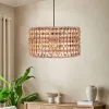 GLOBOSTAR® POMEGRANDE 204-0158 Boho Κρεμαστό Φωτιστικό Οροφής με Ντουί 1 x E27 AC 220-240V IP20 - Μπεζ & Καφέ - Μ30 x Π30 x Υ18cm