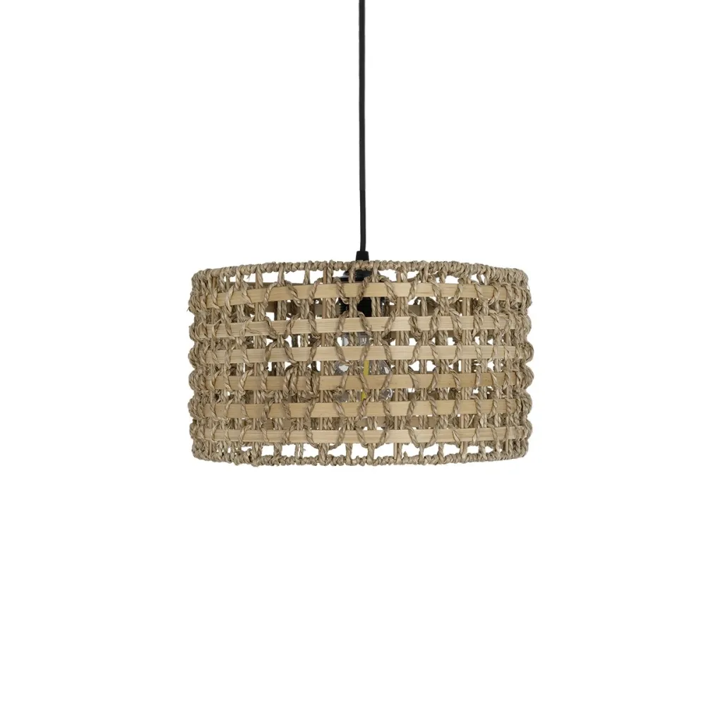GLOBOSTAR® POMEGRANDE 204-0158 Boho Κρεμαστό Φωτιστικό Οροφής με Ντουί 1 x E27 AC 220-240V IP20 - Μπεζ & Καφέ - Μ30 x Π30 x Υ18cm