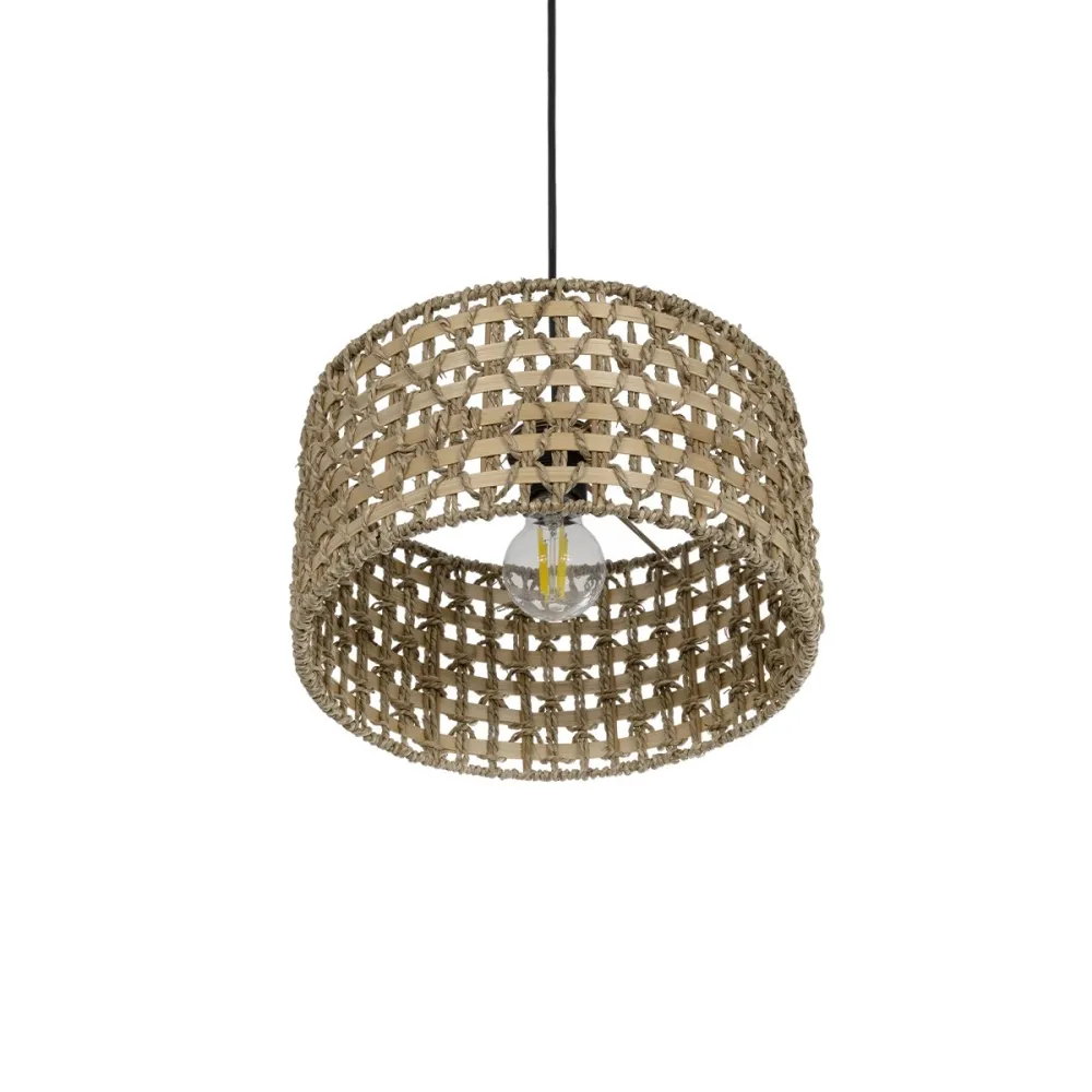 GLOBOSTAR® POMEGRANDE 204-0158 Boho Κρεμαστό Φωτιστικό Οροφής με Ντουί 1 x E27 AC 220-240V IP20 - Μπεζ & Καφέ - Μ30 x Π30 x Υ18cm