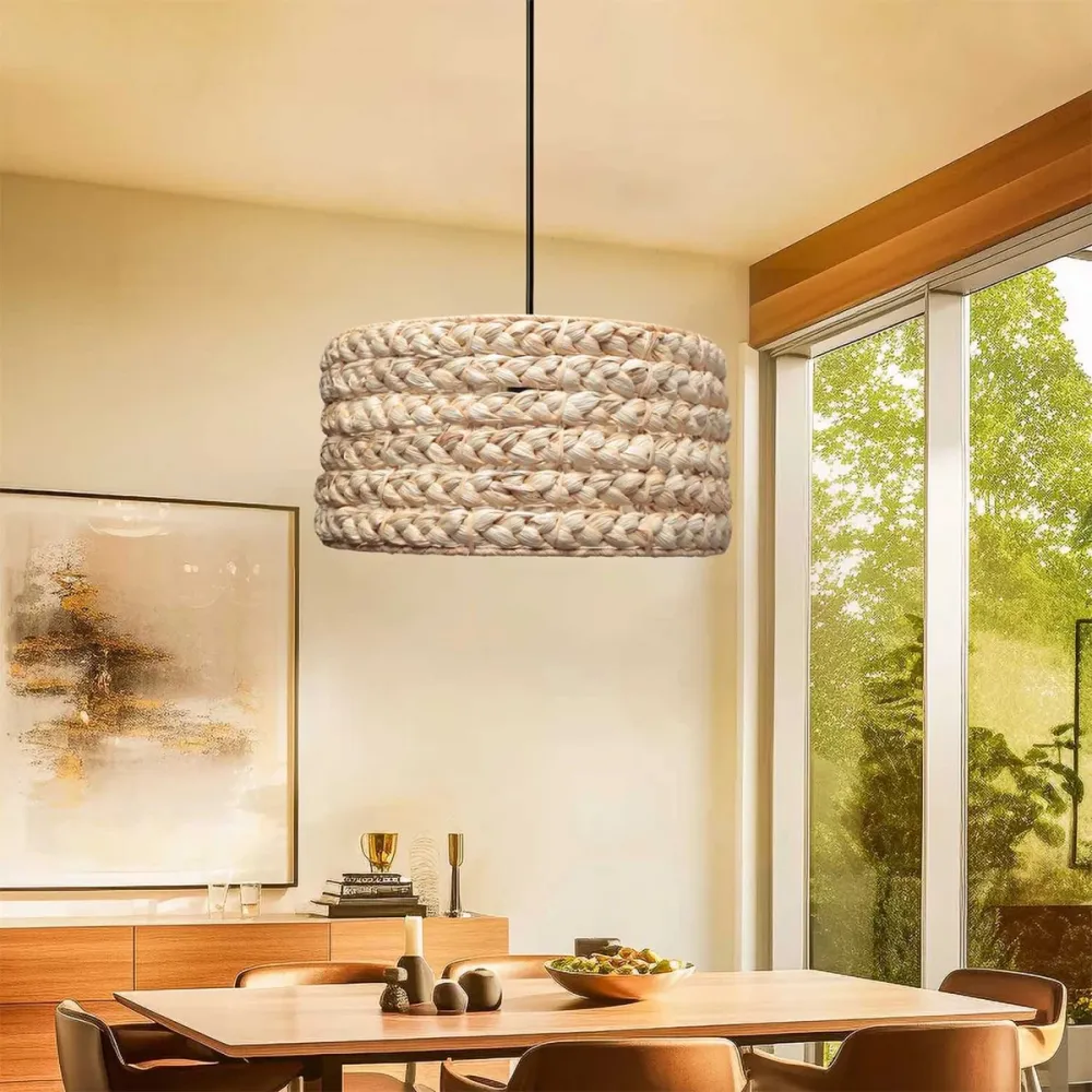 GLOBOSTAR® POMEGRANDE 204-0161 Boho Κρεμαστό Φωτιστικό Οροφής με Ντουί 1 x E27 AC 220-240V IP20 - Μπεζ - Μ32 x Π32 x Υ19cm