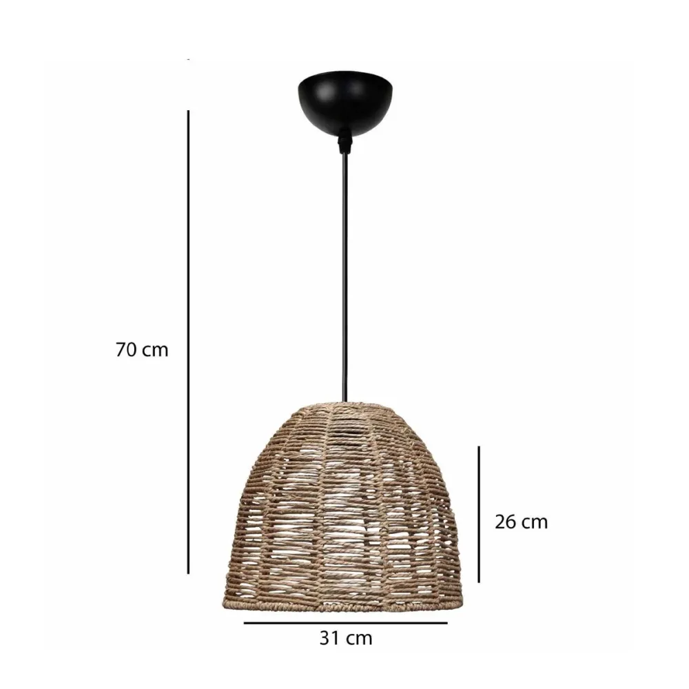 GLOBOSTAR® MEKA 204-0162 Boho Κρεμαστό Φωτιστικό Οροφής με Ντουί 1 x E27 AC 220-240V IP20 - Καφε - Μ30 x Π30 x Υ28cm