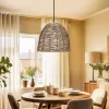 GLOBOSTAR® MEKA 204-0162 Boho Κρεμαστό Φωτιστικό Οροφής με Ντουί 1 x E27 AC 220-240V IP20 - Καφε - Μ30 x Π30 x Υ28cm