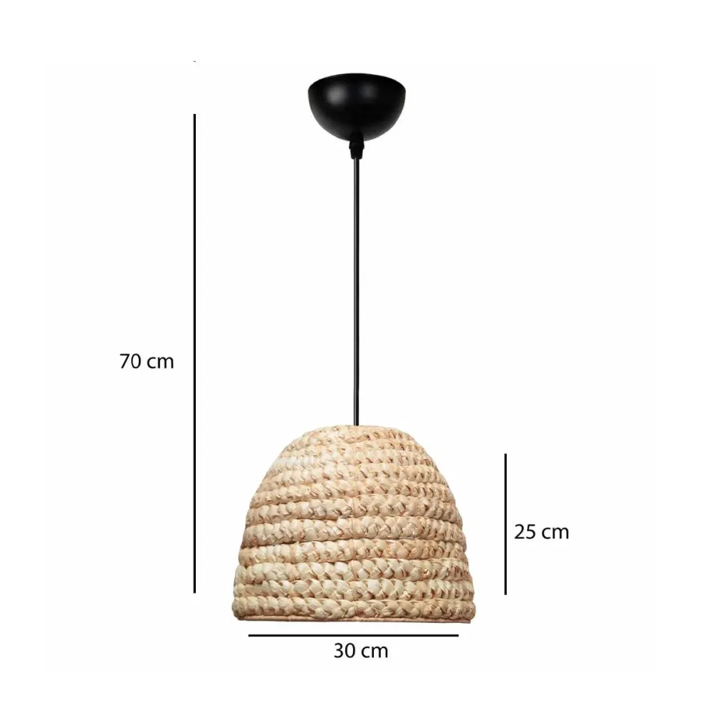 GLOBOSTAR® MEKA 204-0163 Boho Κρεμαστό Φωτιστικό Οροφής με Ντουί 1 x E27 AC 220-240V IP20 - Μπεζ - Μ30 x Π30 x Υ25cm