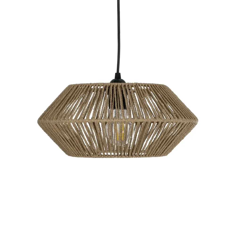 GLOBOSTAR® CASTRO 204-0164 Boho Κρεμαστό Φωτιστικό Οροφής με Ντουί 1 x E27 AC 220-240V IP20 - Μπεζ - Μ33 x Π33 x Υ17cm