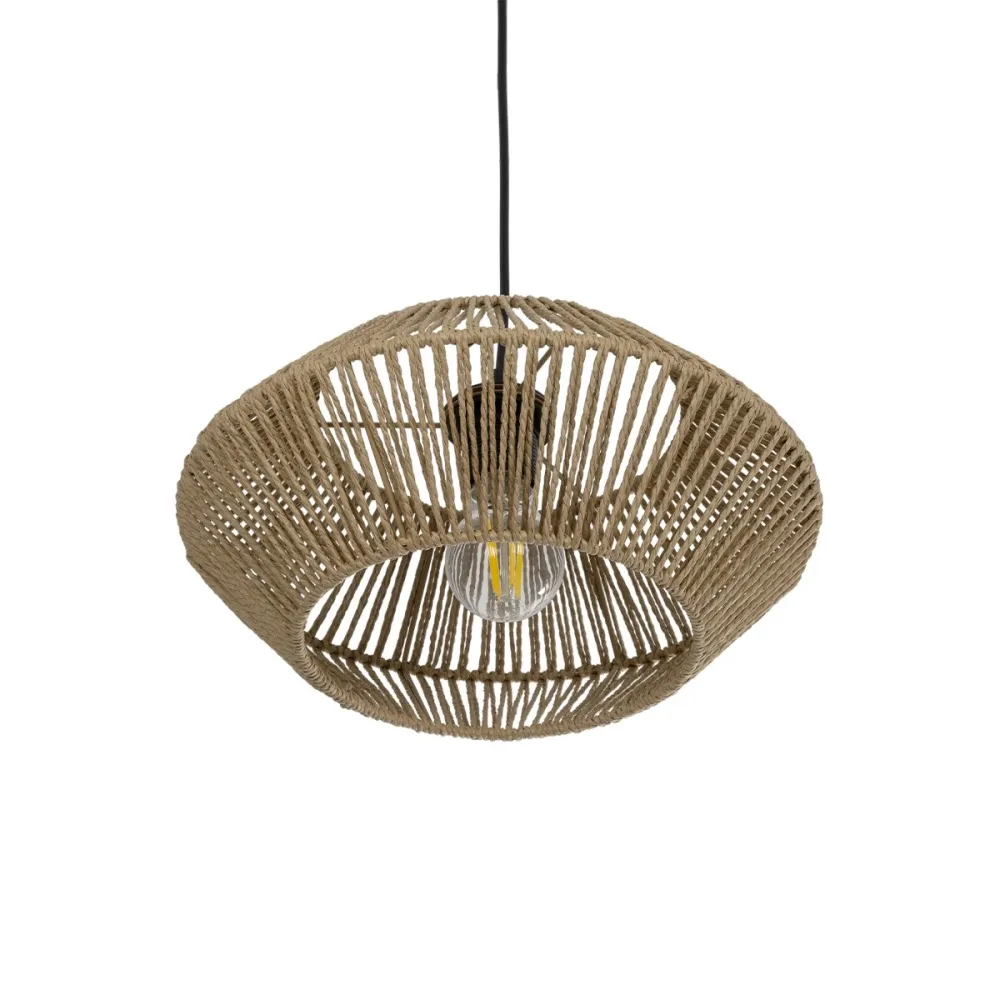 GLOBOSTAR® CASTRO 204-0164 Boho Κρεμαστό Φωτιστικό Οροφής με Ντουί 1 x E27 AC 220-240V IP20 - Μπεζ - Μ33 x Π33 x Υ17cm