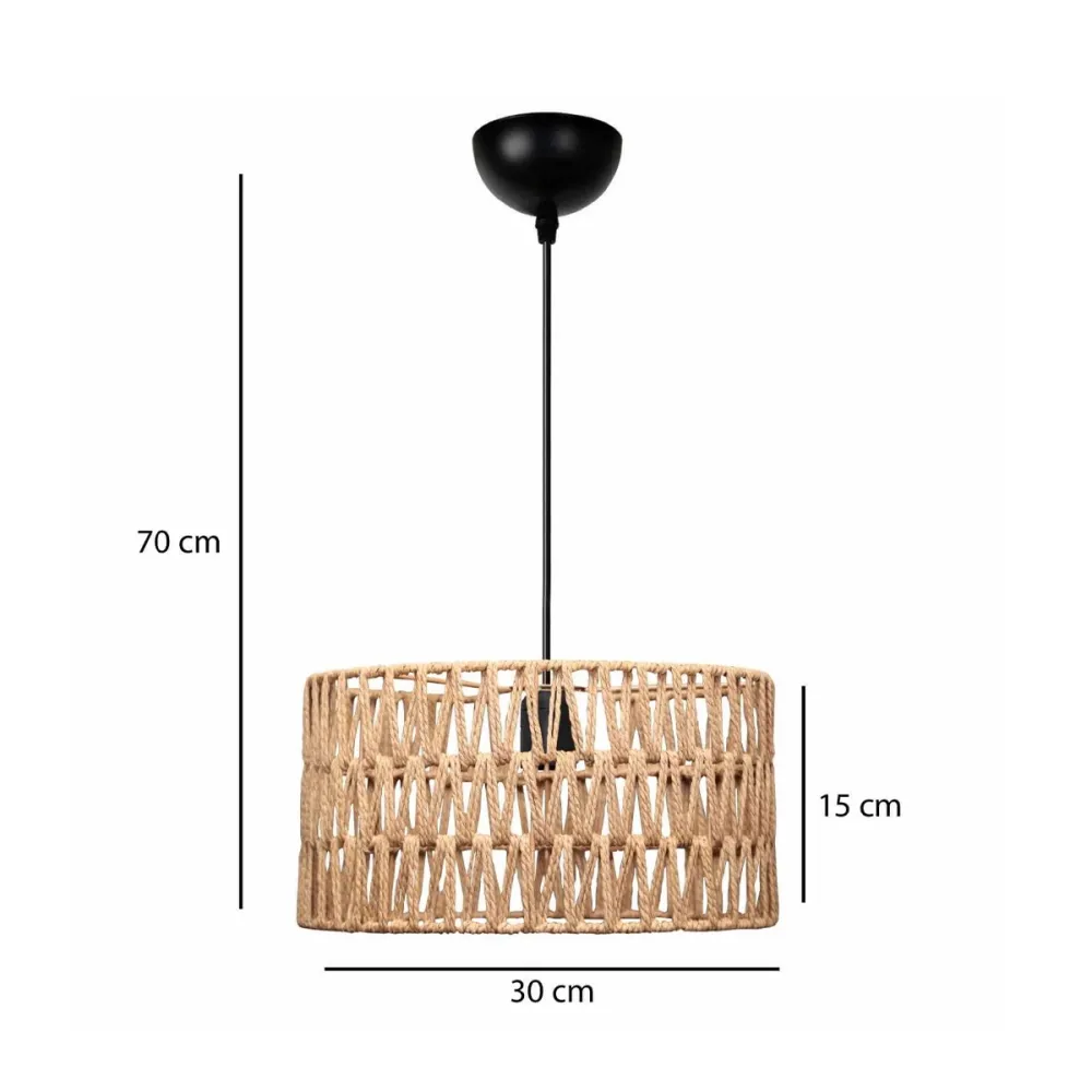GLOBOSTAR® DARIO 204-0166 Boho Κρεμαστό Φωτιστικό Οροφής με Ντουί 1 x E27 AC 220-240V IP20 - Μπεζ - Μ30 x Π30 x Υ18cm