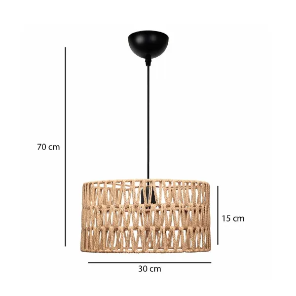 GLOBOSTAR® POMEGRANDE 204-0166 Boho Κρεμαστό Φωτιστικό Οροφής με Ντουί 1 x E27 AC 220-240V IP20 - Μπεζ - Μ30 x Π30 x Υ18cm