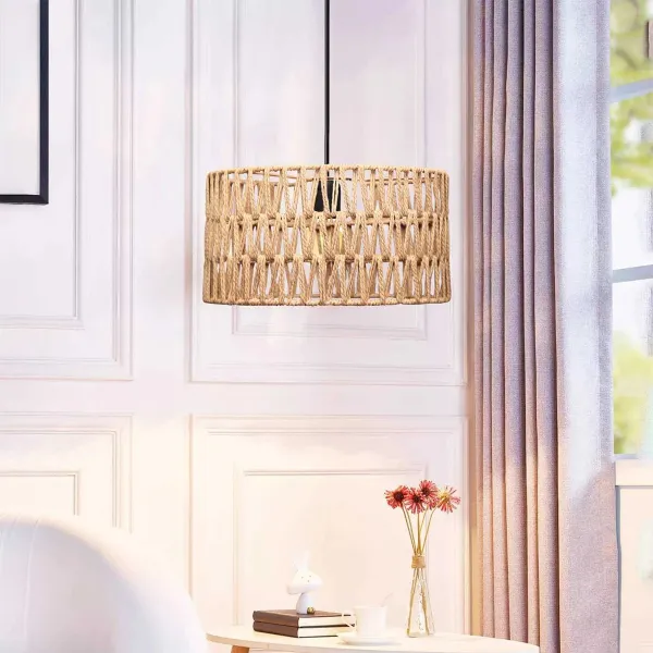 GLOBOSTAR® POMEGRANDE 204-0166 Boho Κρεμαστό Φωτιστικό Οροφής με Ντουί 1 x E27 AC 220-240V IP20 - Μπεζ - Μ30 x Π30 x Υ18cm