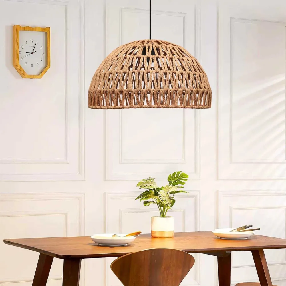 GLOBOSTAR® DARIO 204-0167 Boho Κρεμαστό Φωτιστικό Οροφής με Ντουί 1 x E27 AC 220-240V IP20 - Μπεζ - Μ30 x Π30 x Υ19cm