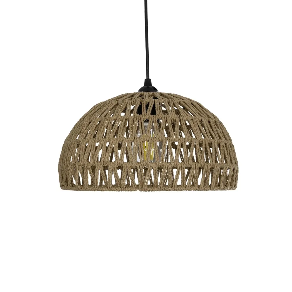 GLOBOSTAR® DARIO 204-0167 Boho Κρεμαστό Φωτιστικό Οροφής με Ντουί 1 x E27 AC 220-240V IP20 - Μπεζ - Μ30 x Π30 x Υ19cm