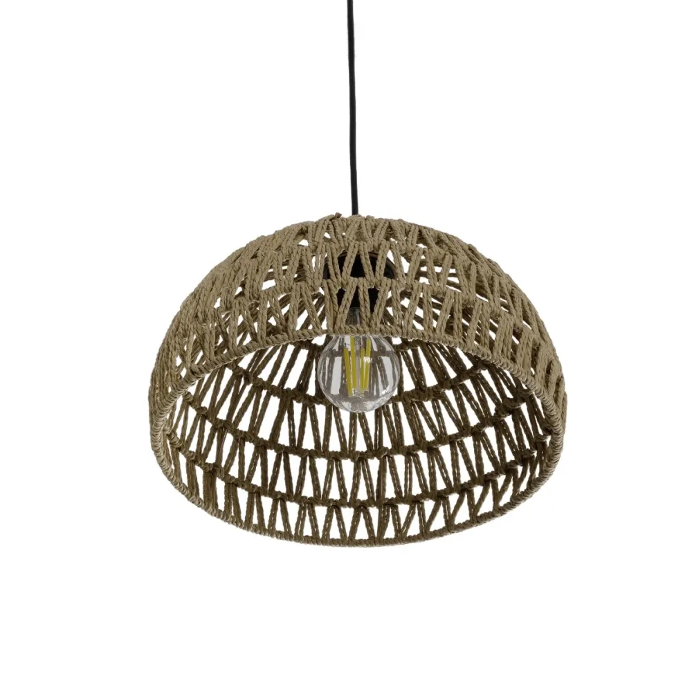 GLOBOSTAR® DARIO 204-0167 Boho Κρεμαστό Φωτιστικό Οροφής με Ντουί 1 x E27 AC 220-240V IP20 - Μπεζ - Μ30 x Π30 x Υ19cm