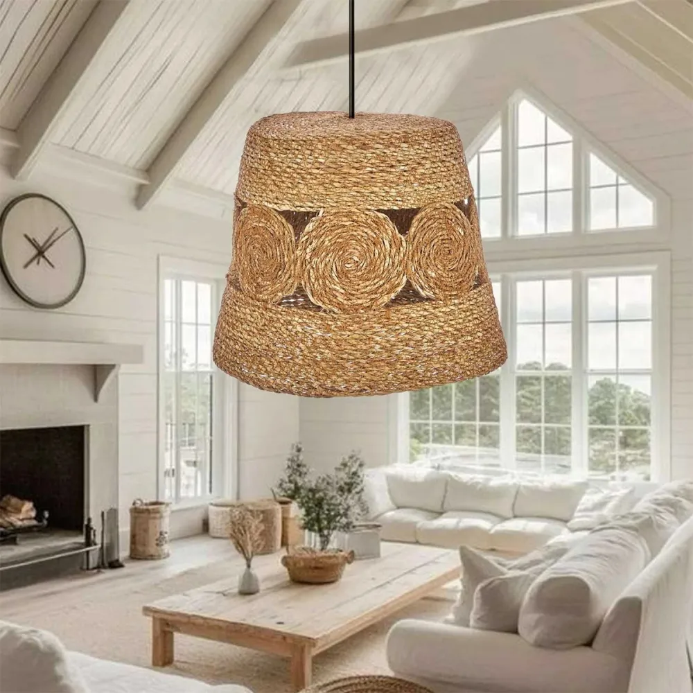 GLOBOSTAR® PANIER 204-0170 Boho Κρεμαστό Φωτιστικό Οροφής με Ντουί 1 x E27 AC 220-240V IP20 - Μπεζ - Μ32 x Π32 x Υ30cm