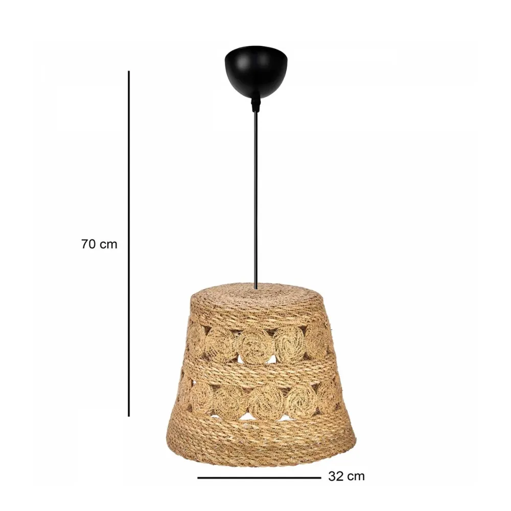 GLOBOSTAR® PANIER 204-0171 Boho Κρεμαστό Φωτιστικό Οροφής με Ντουί 1 x E27 AC 220-240V IP20 - Μπεζ - Μ32 x Π32 x Υ30cm