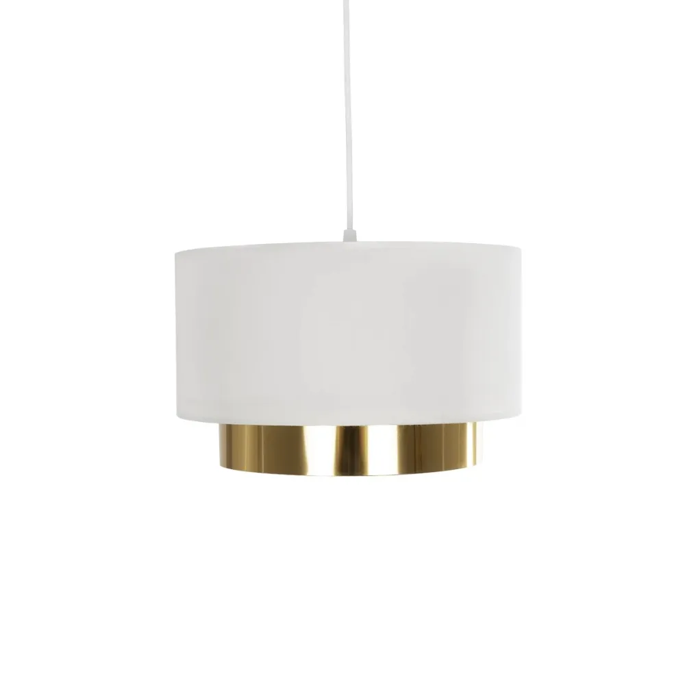 GLOBOSTAR® BASIL 204-0173 Μοντέρνο Κρεμαστό Φωτιστικό Οροφής με Ντουί 1 x E27 AC 220-240V IP20 - Μπεζ & Χρυσό - Μ30 x Π30 x Υ20cm