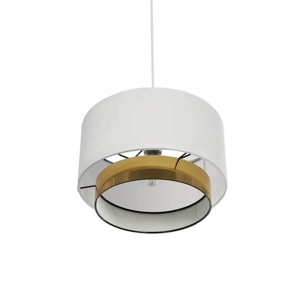 GLOBOSTAR® BASIL 204-0173 Μοντέρνο Κρεμαστό Φωτιστικό Οροφής με Ντουί 1 x E27 AC 220-240V IP20 - Μπεζ & Χρυσό - Μ30 x Π30 x Υ20cm