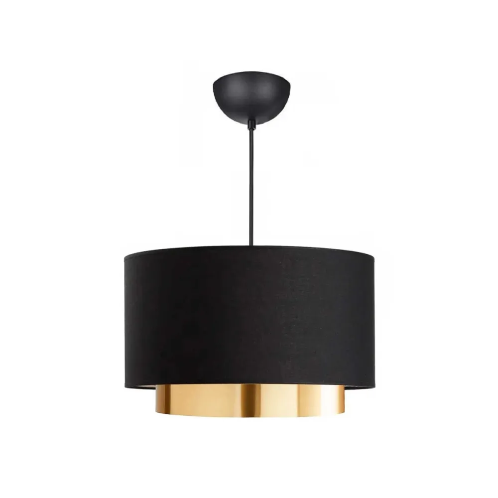 GLOBOSTAR® BASIL 204-0174 Μοντέρνο Κρεμαστό Φωτιστικό Οροφής με Ντουί 1 x E27 AC 220-240V IP20 - Μαύρο & Χρυσό - Μ30 x Π30 x Υ20cm