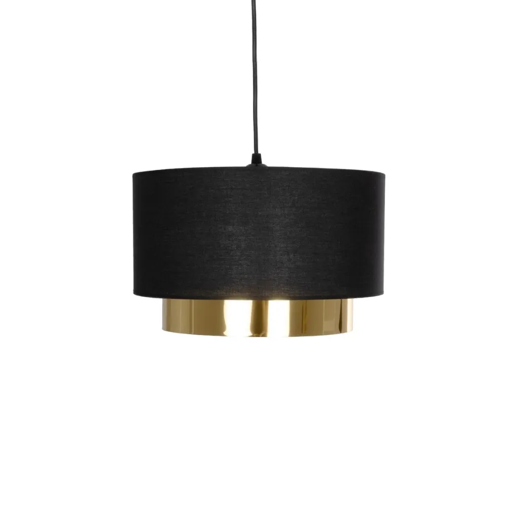 GLOBOSTAR® BASIL 204-0174 Μοντέρνο Κρεμαστό Φωτιστικό Οροφής με Ντουί 1 x E27 AC 220-240V IP20 - Μαύρο & Χρυσό - Μ30 x Π30 x Υ20cm