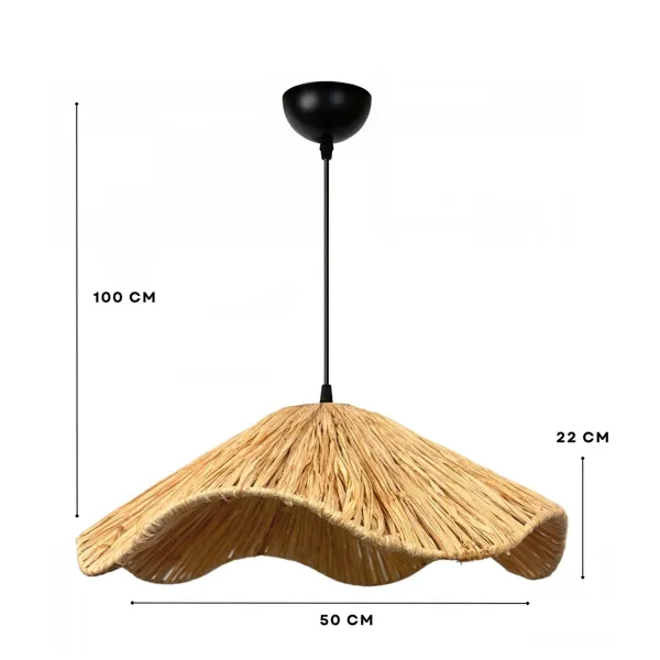 GLOBOSTAR® PAJERO 204-0177 Boho Κρεμαστό Φωτιστικό Οροφής Μονόφωτο 1 x E27 AC 220-240V IP20 Μπεζ - Μ50 x Π50 x Υ22cm