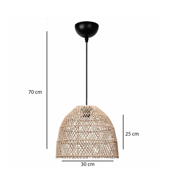 GLOBOSTAR® CESTINO 204-0178 Boho Κρεμαστό Φωτιστικό Οροφής Μονόφωτο 1 x E27 AC 220-240V IP20 Μπεζ - Μ30 x Π30 x Υ25cm