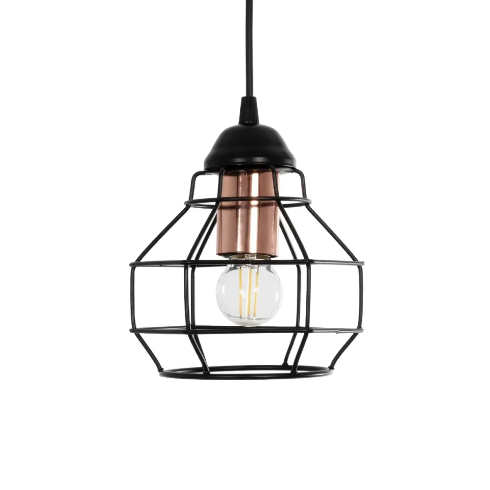 GLOBOSTAR® BUR 204-0180 Μοντέρνο Κρεμαστό Φωτιστικό Οροφής Μονόφωτο 1 x E27 AC 220-240V IP20 Μαύρο - Μ16 x Π16 x Υ19cm