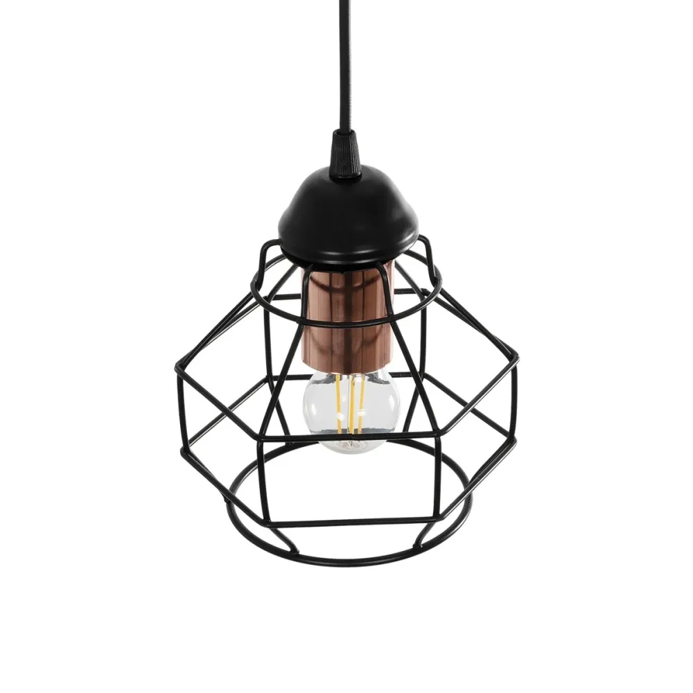 GLOBOSTAR® BUR 204-0180 Μοντέρνο Κρεμαστό Φωτιστικό Οροφής Μονόφωτο 1 x E27 AC 220-240V IP20 Μαύρο - Μ16 x Π16 x Υ19cm