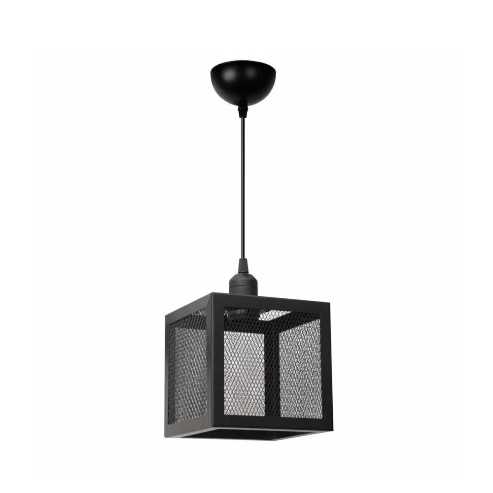 GLOBOSTAR® JAULA 204-0181 Μοντέρνο Κρεμαστό Φωτιστικό Οροφής Μονόφωτο 1 x E27 AC 220-240V IP20 Μαύρο - Μ16 x Π16 x Υ16cm
