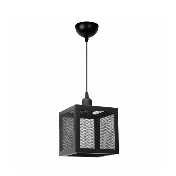 GLOBOSTAR® JAULA 204-0181 Μοντέρνο Κρεμαστό Φωτιστικό Οροφής Μονόφωτο 1 x E27 AC 220-240V IP20 Μαύρο - Μ16 x Π16 x Υ16cm