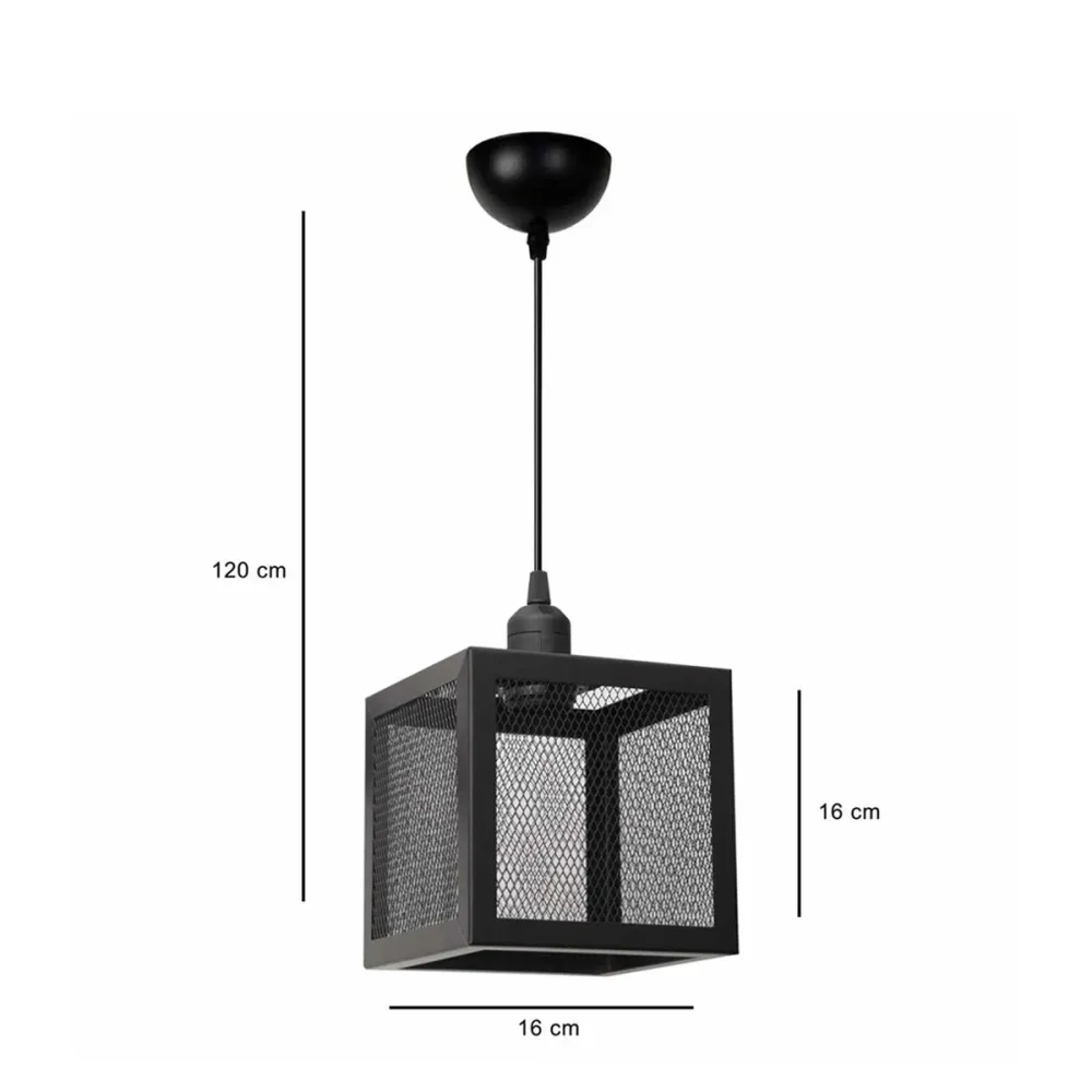 GLOBOSTAR® JAULA 204-0181 Μοντέρνο Κρεμαστό Φωτιστικό Οροφής Μονόφωτο 1 x E27 AC 220-240V IP20 Μαύρο - Μ16 x Π16 x Υ16cm