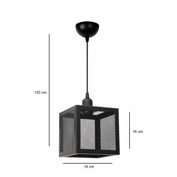 GLOBOSTAR® JAULA 204-0181 Μοντέρνο Κρεμαστό Φωτιστικό Οροφής Μονόφωτο 1 x E27 AC 220-240V IP20 Μαύρο - Μ16 x Π16 x Υ16cm