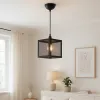 GLOBOSTAR® JAULA 204-0181 Μοντέρνο Κρεμαστό Φωτιστικό Οροφής Μονόφωτο 1 x E27 AC 220-240V IP20 Μαύρο - Μ16 x Π16 x Υ16cm