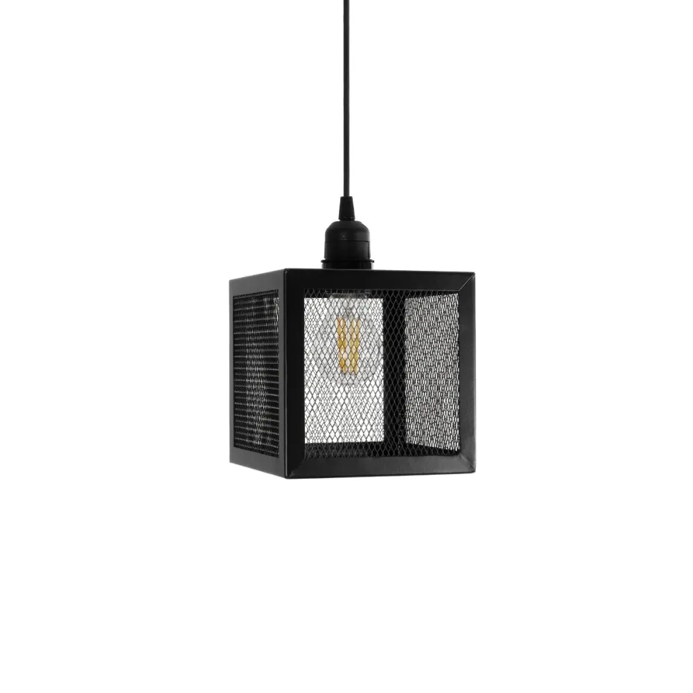 GLOBOSTAR® JAULA 204-0181 Μοντέρνο Κρεμαστό Φωτιστικό Οροφής Μονόφωτο 1 x E27 AC 220-240V IP20 Μαύρο - Μ16 x Π16 x Υ16cm