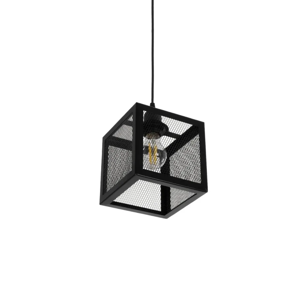 GLOBOSTAR® JAULA 204-0181 Μοντέρνο Κρεμαστό Φωτιστικό Οροφής Μονόφωτο 1 x E27 AC 220-240V IP20 Μαύρο - Μ16 x Π16 x Υ16cm