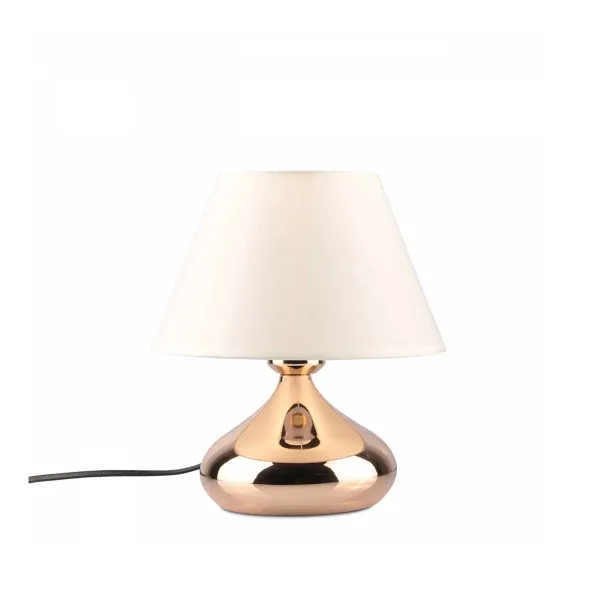 GloboStar® KORG 204-0184 Μοντέρνο Επιτραπέζιο Φωτιστικό Πορτατίφ Μονόφωτο 1 x E27 AC 220-240V IP20 Μπεζ & Χάλκινο - Μ17 x Π17 x Υ23cm