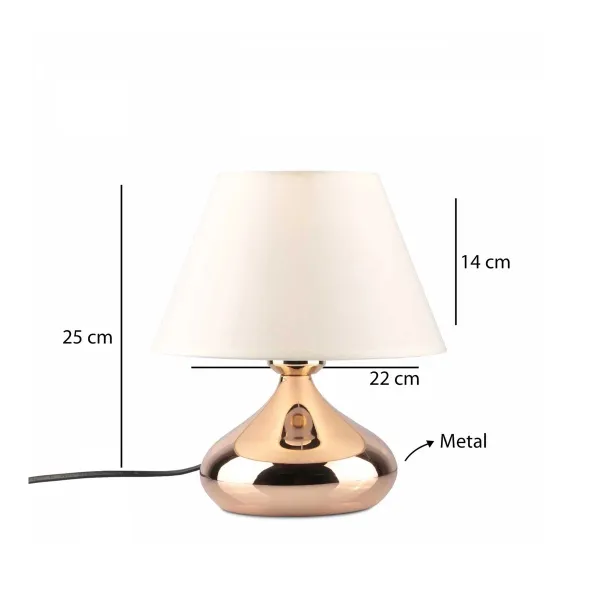 GloboStar® KORG 204-0184 Μοντέρνο Επιτραπέζιο Φωτιστικό Πορτατίφ Μονόφωτο 1 x E27 AC 220-240V IP20 Μπεζ & Χάλκινο - Μ17 x Π17 x Υ23cm