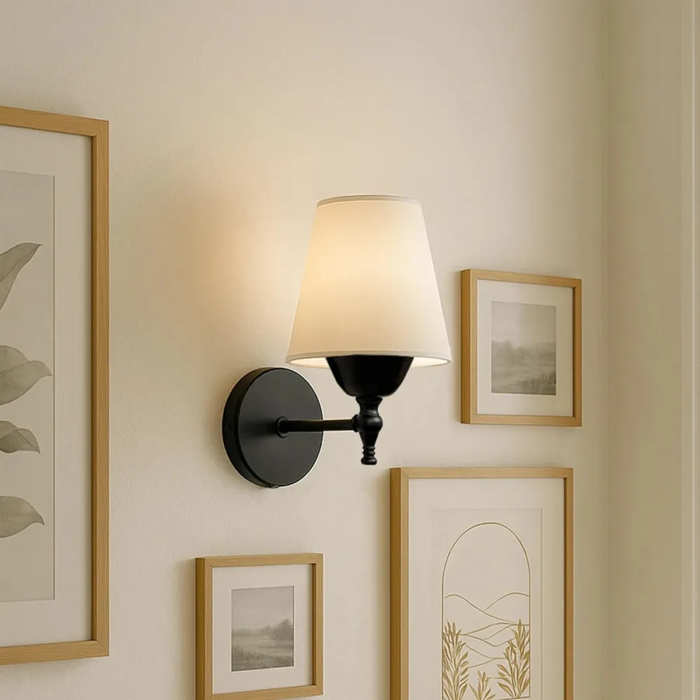 GLOBOSTAR® ELEGANTE 204-0186 Μοντέρνο Φωτιστικό Τοίχου - Απλίκα με Ντουί 1 x E27 AC 220-240V IP20 - Μαύρο & Μπεζ - Μ14 x Π22 x Υ24cm