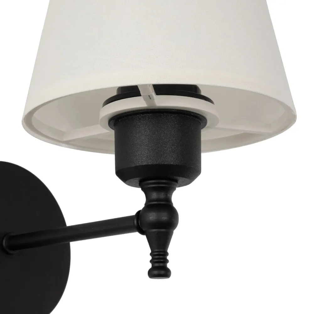 GLOBOSTAR® ELEGANTE 204-0186 Μοντέρνο Φωτιστικό Τοίχου - Απλίκα με Ντουί 1 x E27 AC 220-240V IP20 - Μαύρο & Μπεζ - Μ14 x Π22 x Υ24cm