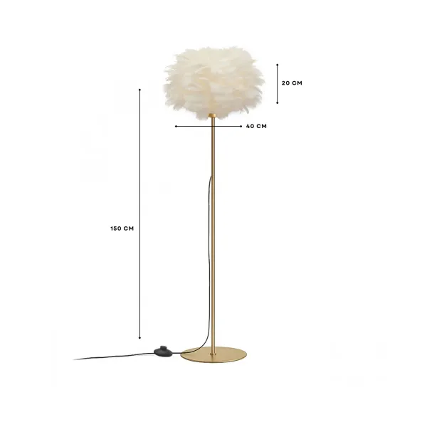 GloboStar® ALES 204-0192 Μοντέρνο Φωτιστικό Δαπέδου  Μονόφωτο 1 x E27 AC 220-240V IP20 Μπεζ & Χρυσό - Μ40 x Π40 x Υ150cm