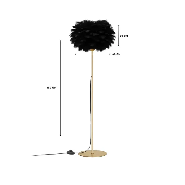 GloboStar® ALES 204-0193 Μοντέρνο Φωτιστικό Δαπέδου  Μονόφωτο 1 x E27 AC 220-240V IP20 Μαύρο & Χρυσό - Μ40 x Π40 x Υ150cm