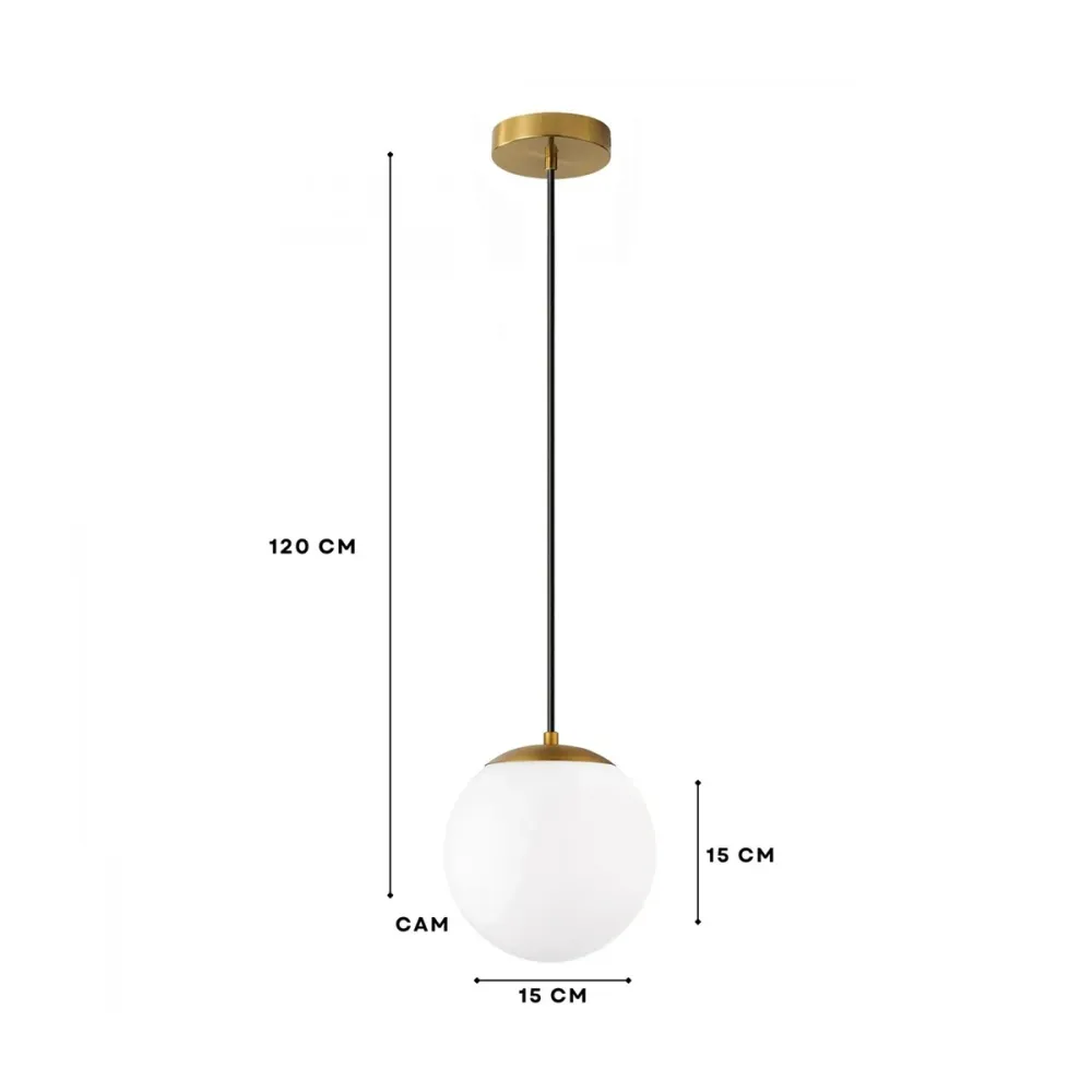 GLOBOSTAR® GLOBIDIO 204-0195 Μοντέρνο Κρεμαστό Φωτιστικό Οροφής με Ντουί 1 x E27 AC 220-240V IP20 - Χρύσο & Λευκό - Μ15 x Π15 x Υ15cm