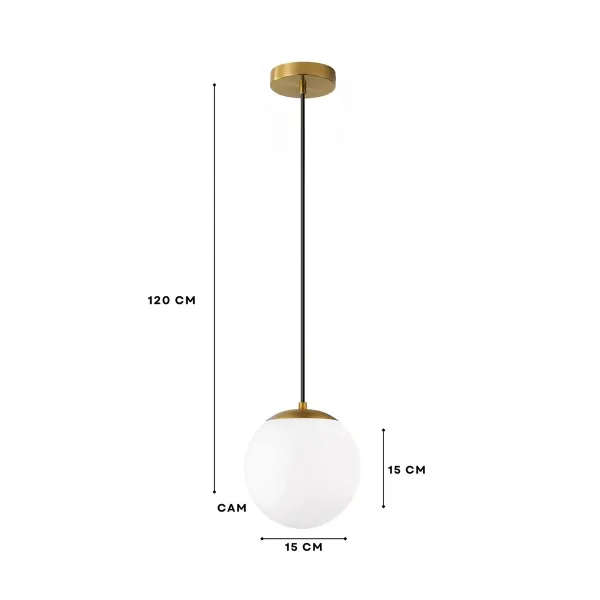 GLOBOSTAR® GLOBIDIO 204-0195 Μοντέρνο Κρεμαστό Φωτιστικό Οροφής με Ντουί 1 x E27 AC 220-240V IP20 - Χρύσο & Λευκό - Μ15 x Π15 x Υ15cm