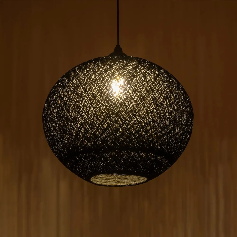 GLOBOSTAR® SOLEI 205-0004 Boho Κρεμαστό Φωτιστικό Οροφής με Ντουί 1 x E27 AC 220-240V IP20 - Μαύρο - M40 x Π40 x Υ36cm