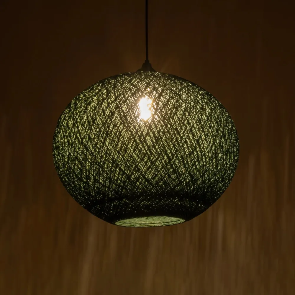 GLOBOSTAR® SOLEI 205-0013 Boho Κρεμαστό Φωτιστικό Οροφής με Ντουί 1 x E27 AC 220-240V IP20 - Πράσινο - M40 x Π40 x Υ36cm