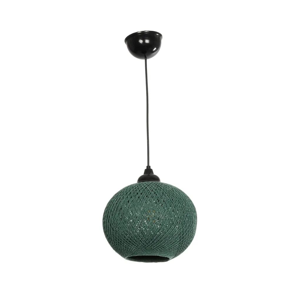 GLOBOSTAR® SOLEI 205-0015 Boho Κρεμαστό Φωτιστικό Οροφής με Ντουί 1 x E27 AC 220-240V IP20 - Πράσινο - M20 x Π20 x Υ25cm