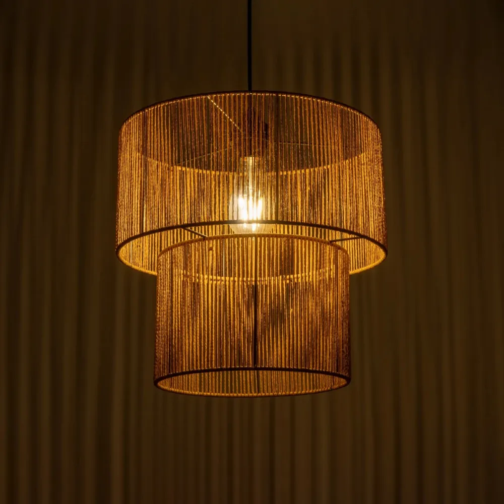 GLOBOSTAR® ROXXI 205-0019 Boho Κρεμαστό Φωτιστικό Οροφής με Ντουί 1 x E27 AC 220-240V IP20 - Μπεζ - M35 x Π35 x Υ37cm