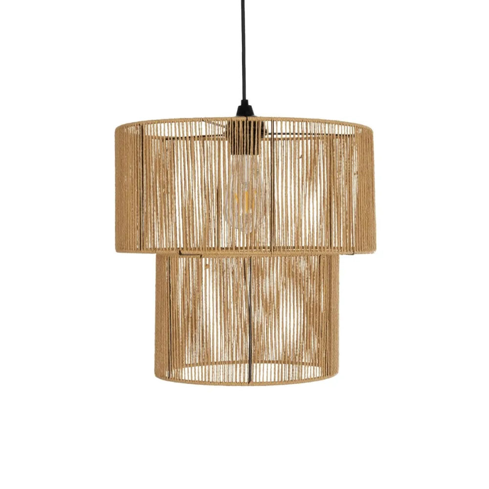GLOBOSTAR® ROXXI 205-0019 Boho Κρεμαστό Φωτιστικό Οροφής με Ντουί 1 x E27 AC 220-240V IP20 - Μπεζ - M35 x Π35 x Υ37cm