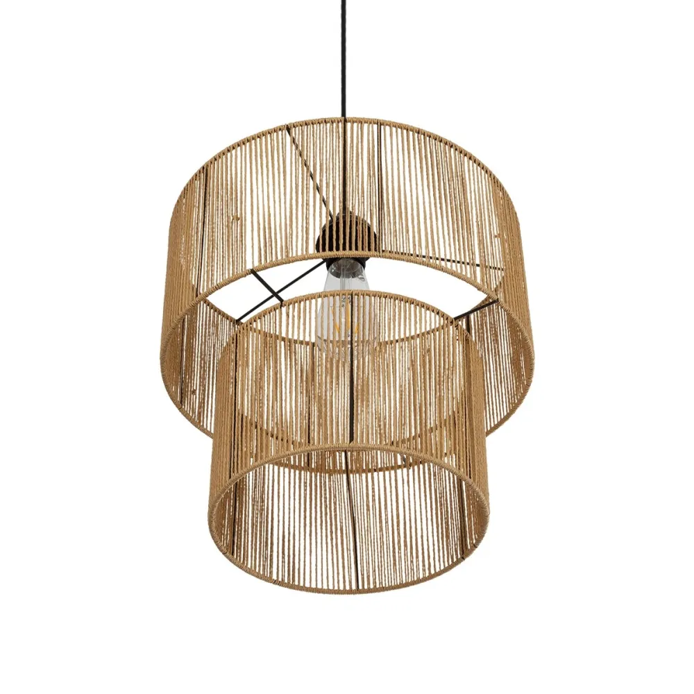 GLOBOSTAR® ROXXI 205-0019 Boho Κρεμαστό Φωτιστικό Οροφής με Ντουί 1 x E27 AC 220-240V IP20 - Μπεζ - M35 x Π35 x Υ37cm